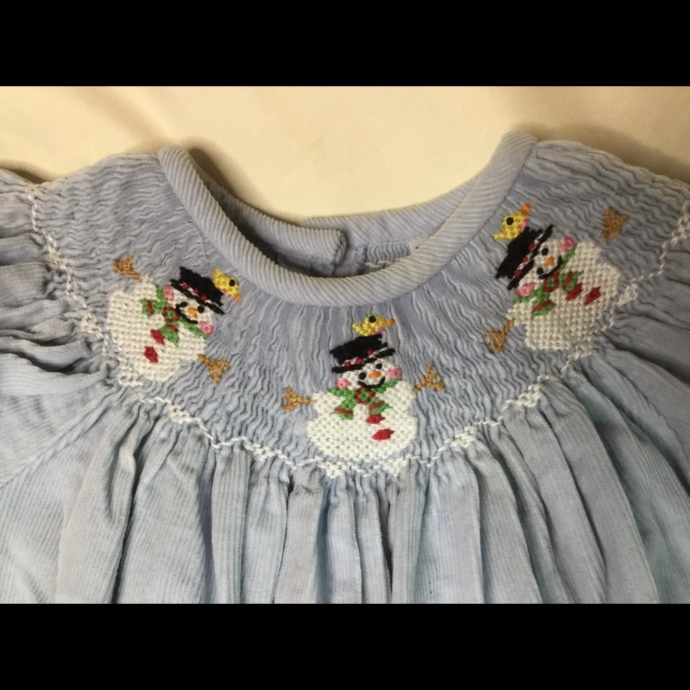 Castle & Crowns Snowman Smocked Corduroy Dress